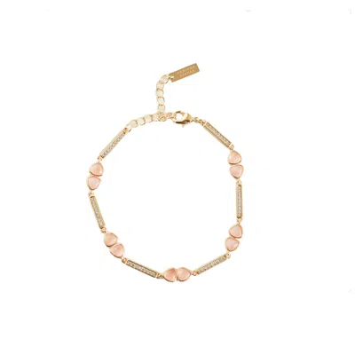 Adriana Pappas Designs Women's Gold / Pink Gemstone Links Bracelet - Rose Quartz In Multi