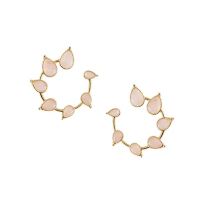 Adriana Pappas Designs Women's Gold / Pink Gemstone Spiral Studs Rose Quartz In Multi