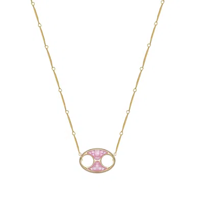 Adriana Pappas Designs Women's Gold / Pink Mini Disco Necklace - Pink In Multi
