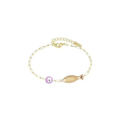 Adriana Pappas Designs Women's Gold / Purple Fisheye Chain Bracelet - Lavender In Multi