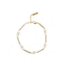 Adriana Pappas Designs Women's Gold / White Gemstone Links Bracelet - Mother Of Pearl In Multi