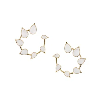 Adriana Pappas Designs Women's Gold / White Gemstone Spiral Studs Mother Of Pearl In Multi