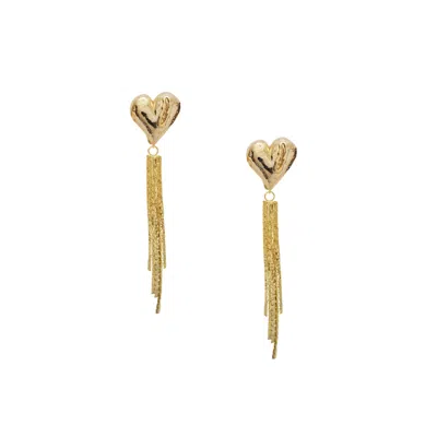 Adriana Pappas Designs Women's Hammered Heart Earrings In Yellow