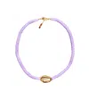 Adriana Pappas Designs Women's Heishi Gold Shell Necklace - Lavender In Multi