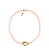 Adriana Pappas Designs Women's Heishi Gold Shell Necklace - Pink In Multi