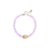 Adriana Pappas Designs Women's Heishi Mini Gold Shell Anklet - Lavender In Multi
