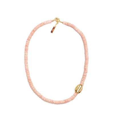 Adriana Pappas Designs Women's Heishi Mini Gold Shell Choker - Pink In Multi