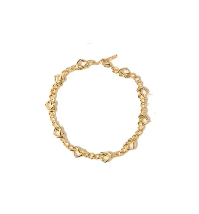 Adriana Pappas Designs Women's Knotted Hearts Anklet In Yellow