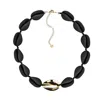 Adriana Pappas Designs Women's Metal Shell Accent Choker Matte Black - Gold Filled In Black