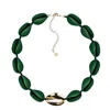 Adriana Pappas Designs Women's Metal Shell Accent Choker Matte Green - Gold Filled In Green