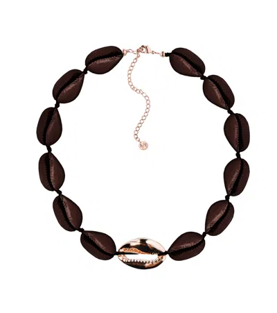 Adriana Pappas Designs Women's Metal Shell Accent Choker Shiny Brown - Rose Gold