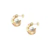 Adriana Pappas Designs Women's Mini Hammered Pearl Hoops In Yellow