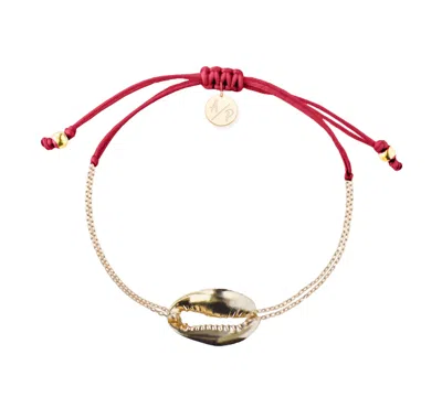 Adriana Pappas Designs Women's Mini Metal Shell Chain Bracelet - Red