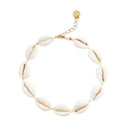 Adriana Pappas Designs Women's Mini Natural Shell Anklet On Colored Cord - Rainbow In Yellow