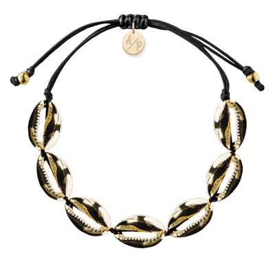 Adriana Pappas Designs Women's Mini Shells Bracelet Black - Gold Filled