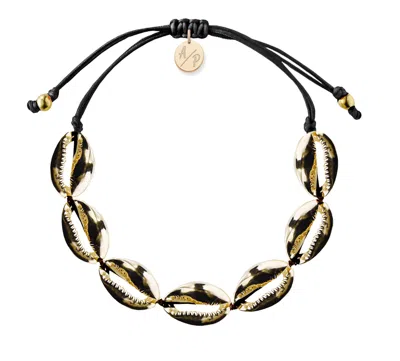 Adriana Pappas Designs Women's Mini Shells Bracelet Black - Gold Plated