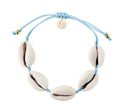 Adriana Pappas Designs Women's Natural Shell Adjustable Bracelet On Colored Cord - Bluebell