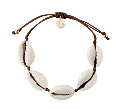 Adriana Pappas Designs Women's Natural Shell Adjustable Bracelet On Colored Cord - Brown
