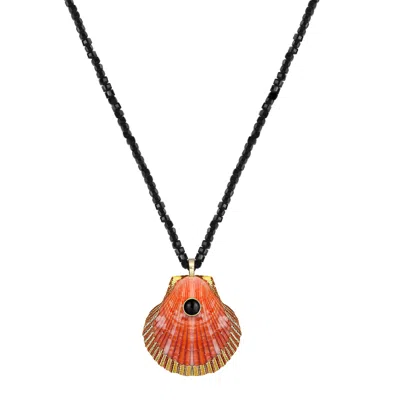 Adriana Pappas Designs Women's Orange / Black Neptune Necklace In Multi