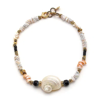 Adriana Pappas Designs Women's Orange / Black / White Ariel Necklace In Multi