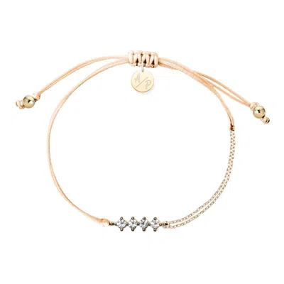 Adriana Pappas Designs Women's Orange Cz Crystal Bar Bracelet On Colored Cord - Cantaloupe