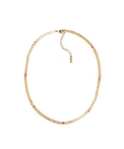 Adriana Pappas Designs Women's Orange / Gold Teardrop Crystal Necklace - Dark Pink Cz