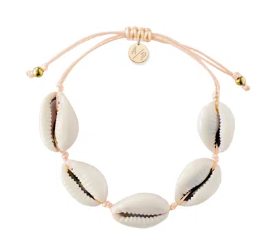 Adriana Pappas Designs Women's Orange Natural Shell Adjustable Bracelet On Colored Cord - Cantaloupe