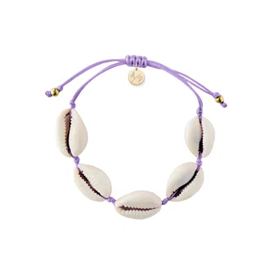 Adriana Pappas Designs Women's Orange Natural Shell Adjustable Bracelet On Colored Cord - Lavender