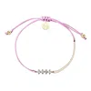 Adriana Pappas Designs Women's Pink Cz Crystal Bar Bracelet On Colored Cord - Orchid In Pink