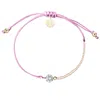 Adriana Pappas Designs Women's Pink Cz Solitaire Bracelet On Colored Cord - Orchid In Pink