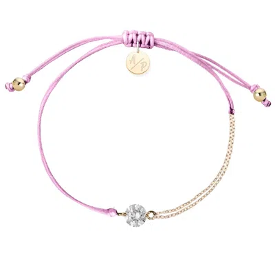 Adriana Pappas Designs Women's Pink Cz Solitaire Bracelet On Colored Cord - Orchid