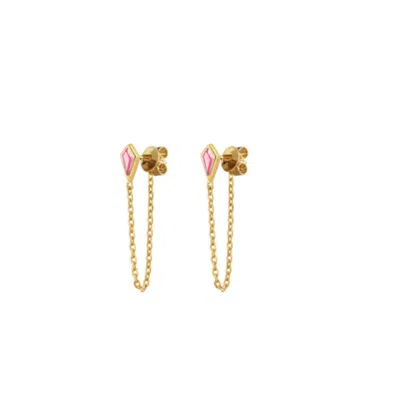 Adriana Pappas Designs Women's Pink / Gold Crystal Kite Earrings - Pink In Multi