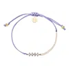 Adriana Pappas Designs Women's Purple Cz Crystal Bar Bracelet On Colored Cord - Lavender In Purple