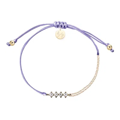 Adriana Pappas Designs Women's Purple Cz Crystal Bar Bracelet On Colored Cord - Lavender
