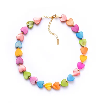 Adriana Pappas Designs Women's Rainbow Hearts Choker In Yellow