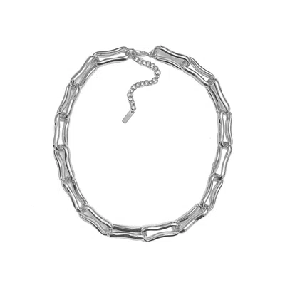 Adriana Pappas Designs Women's Silver Oblong Links Necklace- Rhodium