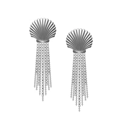Adriana Pappas Designs Women's Silver Scallop Shell Drops - Rhodium