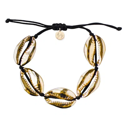 Adriana Pappas Designs Women's Sleek Shells Bracelet Black - Gold Filled