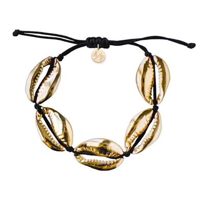 Adriana Pappas Designs Women's Sleek Shells Bracelet Black - Gold Plated