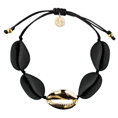 Adriana Pappas Designs Women's Sleek Shells Bracelet Matte Black - Gold Plated