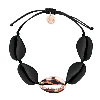 Adriana Pappas Designs Women's Sleek Shells Bracelet Matte Black - Rose Gold
