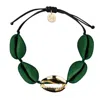 Adriana Pappas Designs Women's Sleek Shells Bracelet Matte Green - Gold Plated In Green