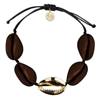 Adriana Pappas Designs Women's Sleek Shells Bracelet Shiny Brown - Gold Plated