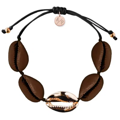 Adriana Pappas Designs Women's Sleek Shells Bracelet Shiny Brown - Rose Gold