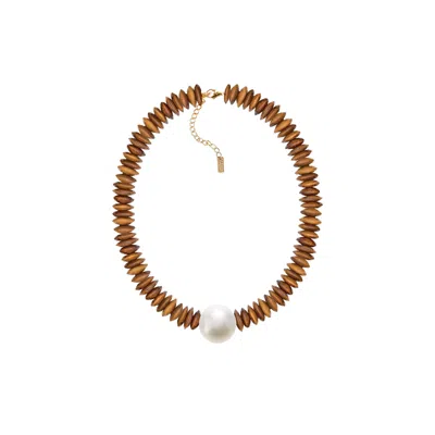 Adriana Pappas Designs Women's White / Brown Mega Pearl Necklace In Multi