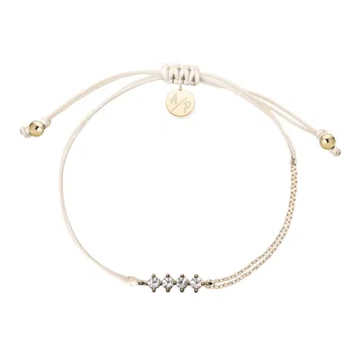 Adriana Pappas Designs Women's White Cz Crystal Bar Bracelet On Colored Cord - Ivory