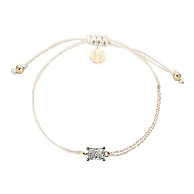 Adriana Pappas Designs Women's White Cz Emerald Cut Bracelet On Colored Cord - Ivory