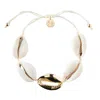 Adriana Pappas Designs Women's White Metal Shell Accent Bracelet - Gold Plated In White