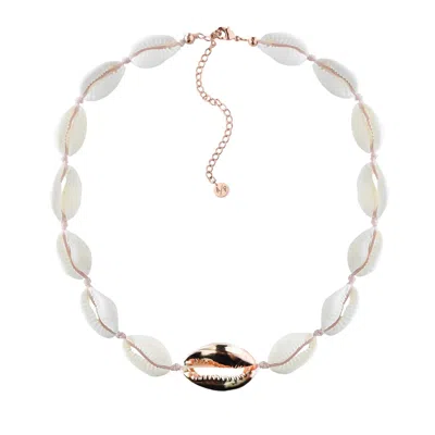 Adriana Pappas Designs Women's White Metal Shell Accent Choker - Rose Gold