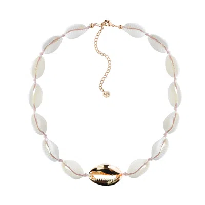 Adriana Pappas Designs Women's White Metal Shell Accent Choker - Gold Filled